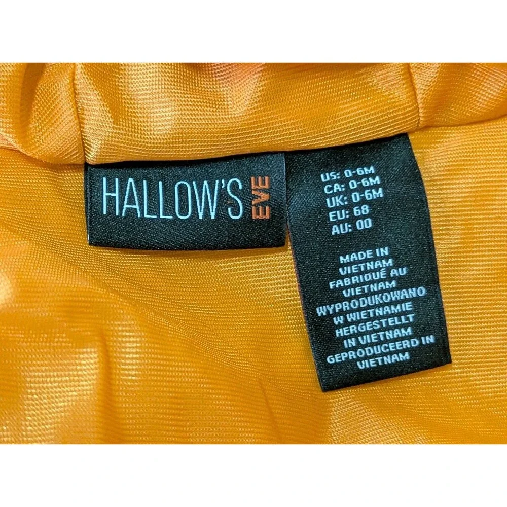 Hallows Eve Baby Pumpkin Bunting Costume Infant 0-6 mos Padded Hooded Halloween